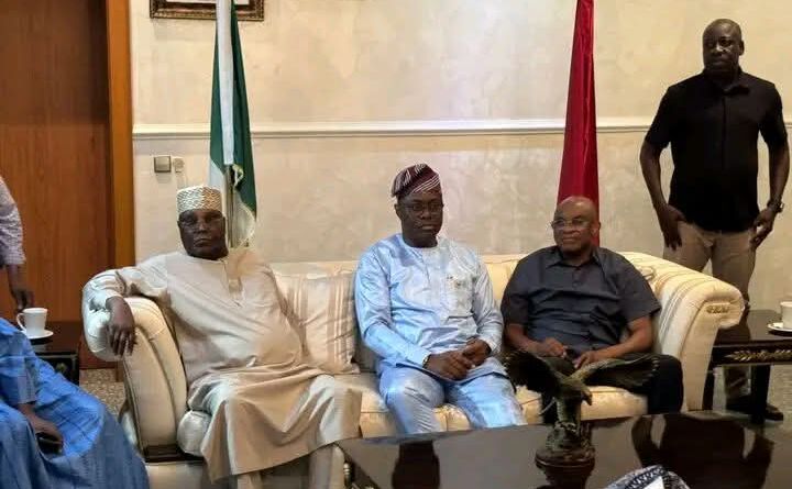 David Mark, Atiku, Peter Obi in Closed Door Meeting With PDP Leaders