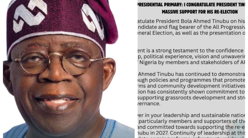 APC Presidential Primary: Jubril Dotun Sanusi Congratulates Tinubu, Calls For Support For Re-election