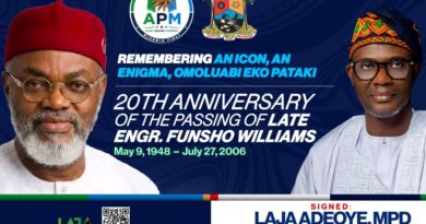 APM Lagos Gubernatorial Candidate Pays Tribute to Late Funsho Williams on 20th Anniversary